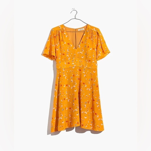 Madewell Belladona Silk Dress In Painted Carnations Boho Fall Chic Sz 12 - Picture 3 of 11